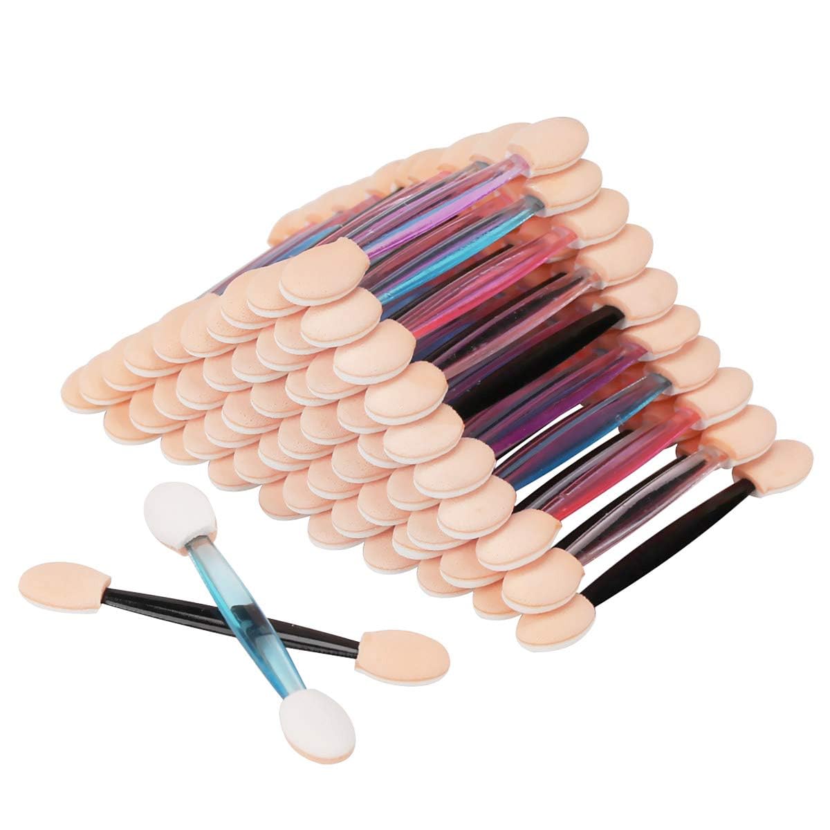 200PCS Disposable Dual-Sided Eye Shadow Sponge Applicators - Multicolor Makeup Brushes