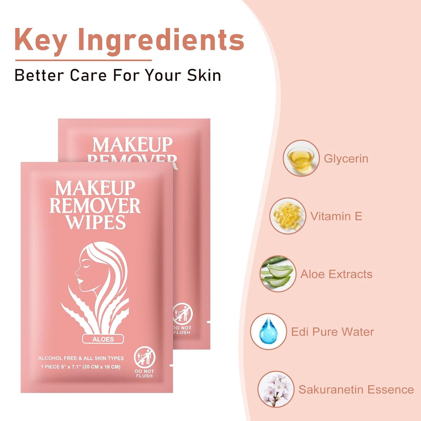 Makeup Remover Wipes - Individually Wrapped Facial Cleansing Towelettes | Bulk Disposable Cloths for Oil & Dirt Removal (100 Pack)