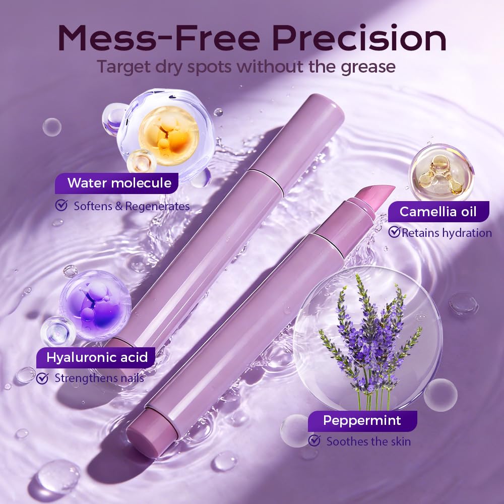 Cuticle Treatment Pen - 3-in-1 Nail Care Remover & Pusher with Ceramic Tip | Purple