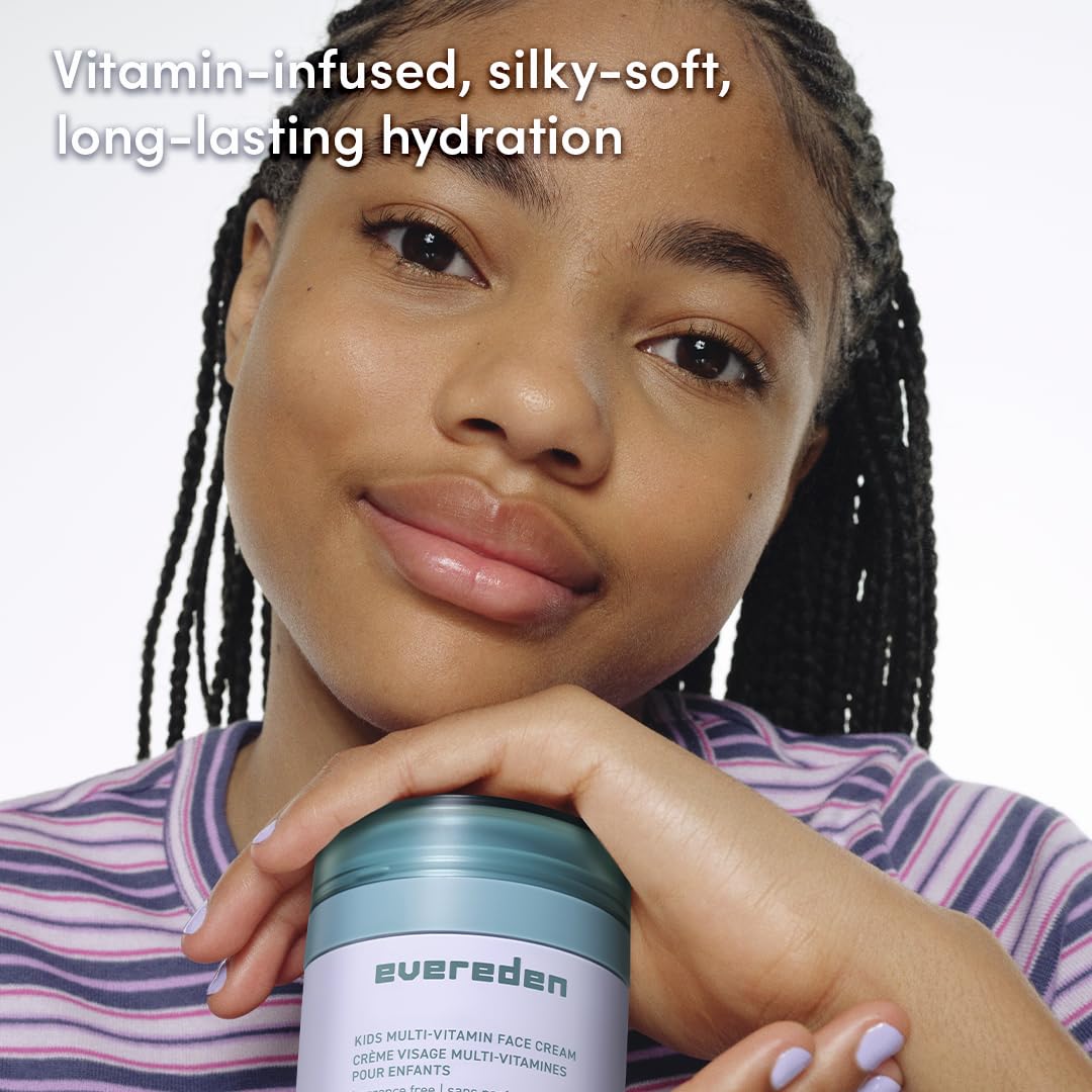Evereden Fragrance-Free Kids Face Cream: 1.7 oz. | Unscented Face Lotion | Clean and Non-Toxic Face Moisturizer | Multi-Vitamin Unscented Skin Care for Kids