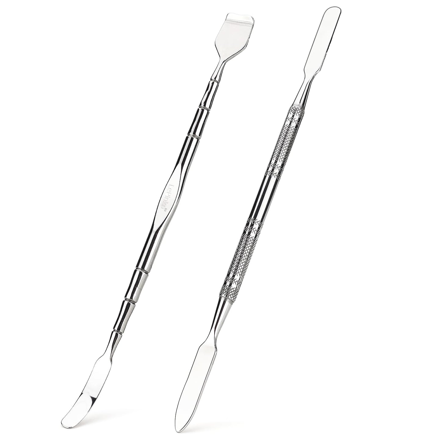 LePinko 2PCS Stainless Steel Cosmetic Spatula Set, Blackhead Remover and Makeup Mixing Tool for Salon Home Use, Silver