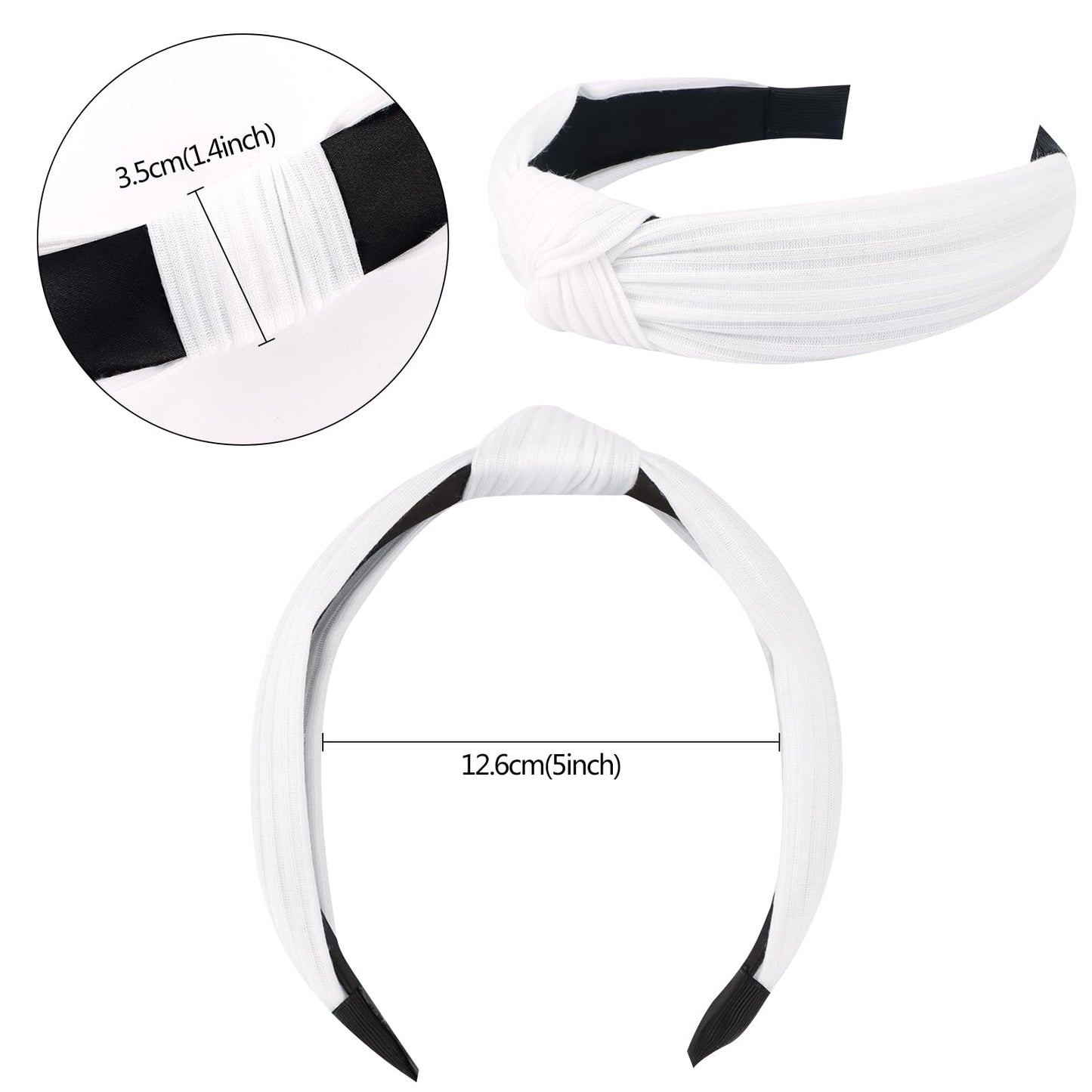 VELSCRUN Headbands for Women 7 Pcs Different White Fashion Knotted Solid Head Bands Pearl Headband Non Slip Hair Band for Womens Gilrs Thin Thick Short Hair Face Wash Hair Accessories