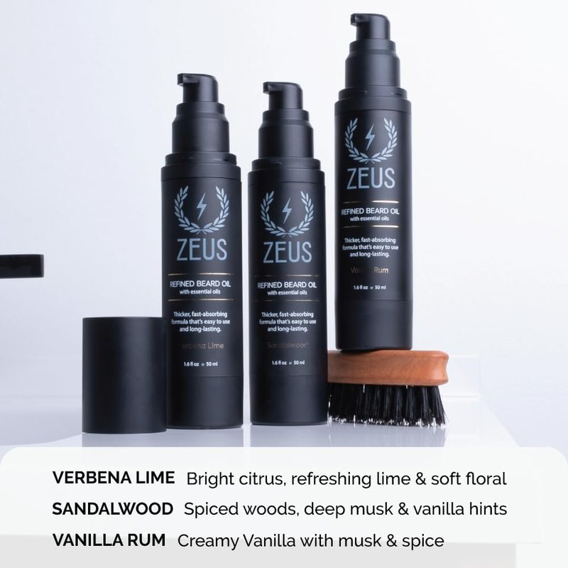 ZEUS Refined Beard Oil - Best Leave In Concentrated Moisturizing Softener & Conditioner for Facial Skin and Hair