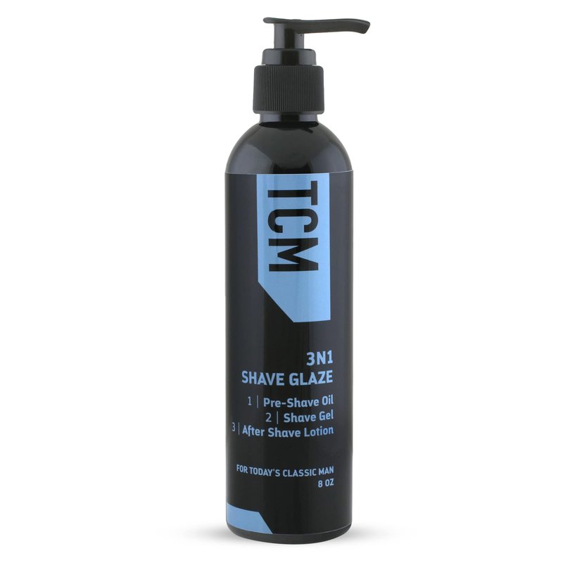 TCM 3N1 Men's Shave Glaze – Pre-Shave, Shaving Gel & Aftershave – Hydrating & Soothing Cruelty-Free Formula, for Comfort, Precision, and Easy Glide, 8 oz (Pack of 1)