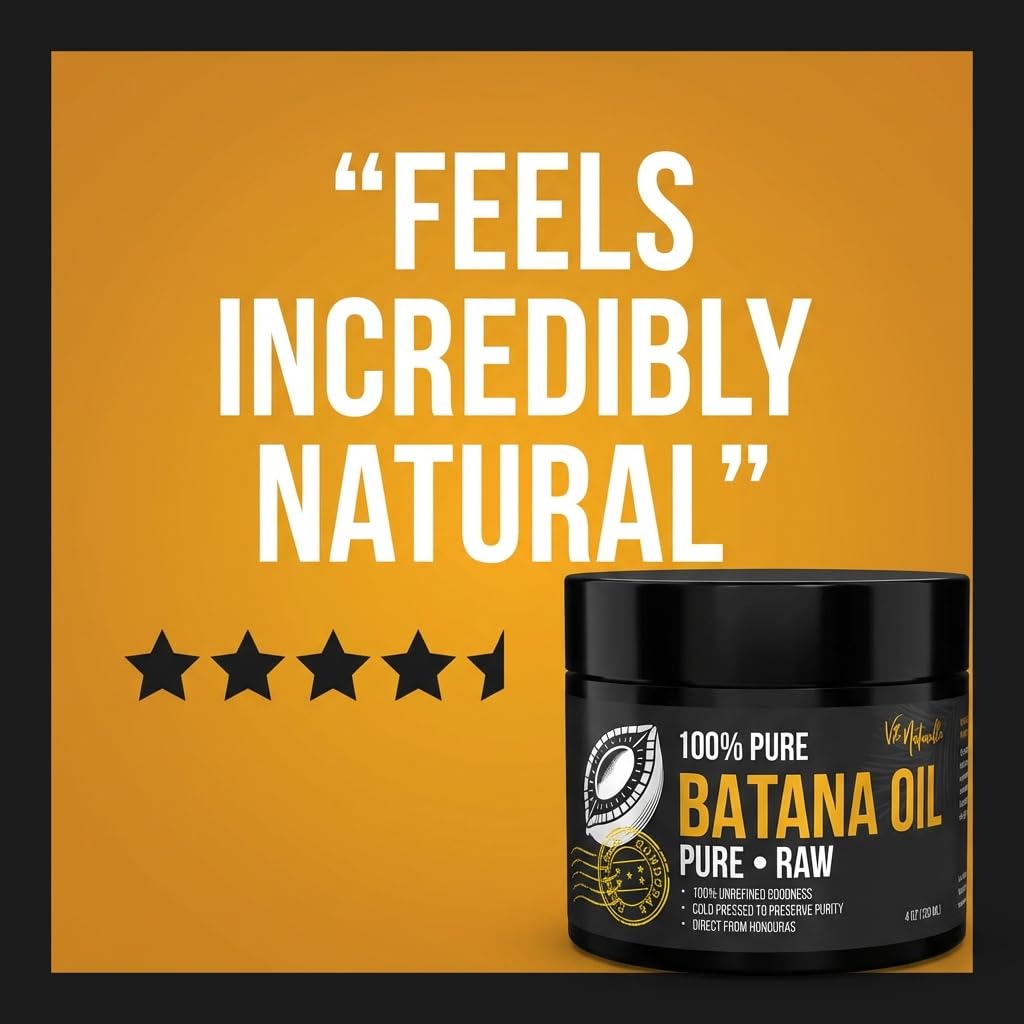 Batana Oil for Hair Growth - Raw Unrefined Natural Moisturizer | Cold-Pressed from Honduran Palm Nut - 4 oz