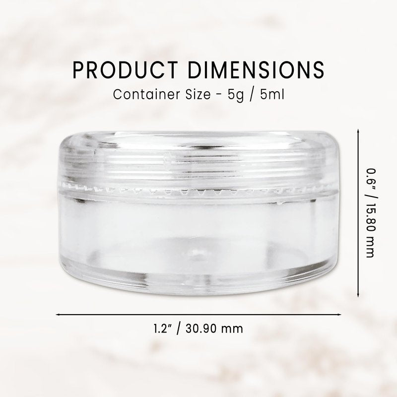 50 New Empty 5 Grams Acrylic Clear Round Jars - BPA Free Containers for Cosmetic, Lotion, Cream, Makeup, Bead, Eye shadow, Rhinestone, Samples, Pot, 5g/5ml (Clear Lid (50 Jars)