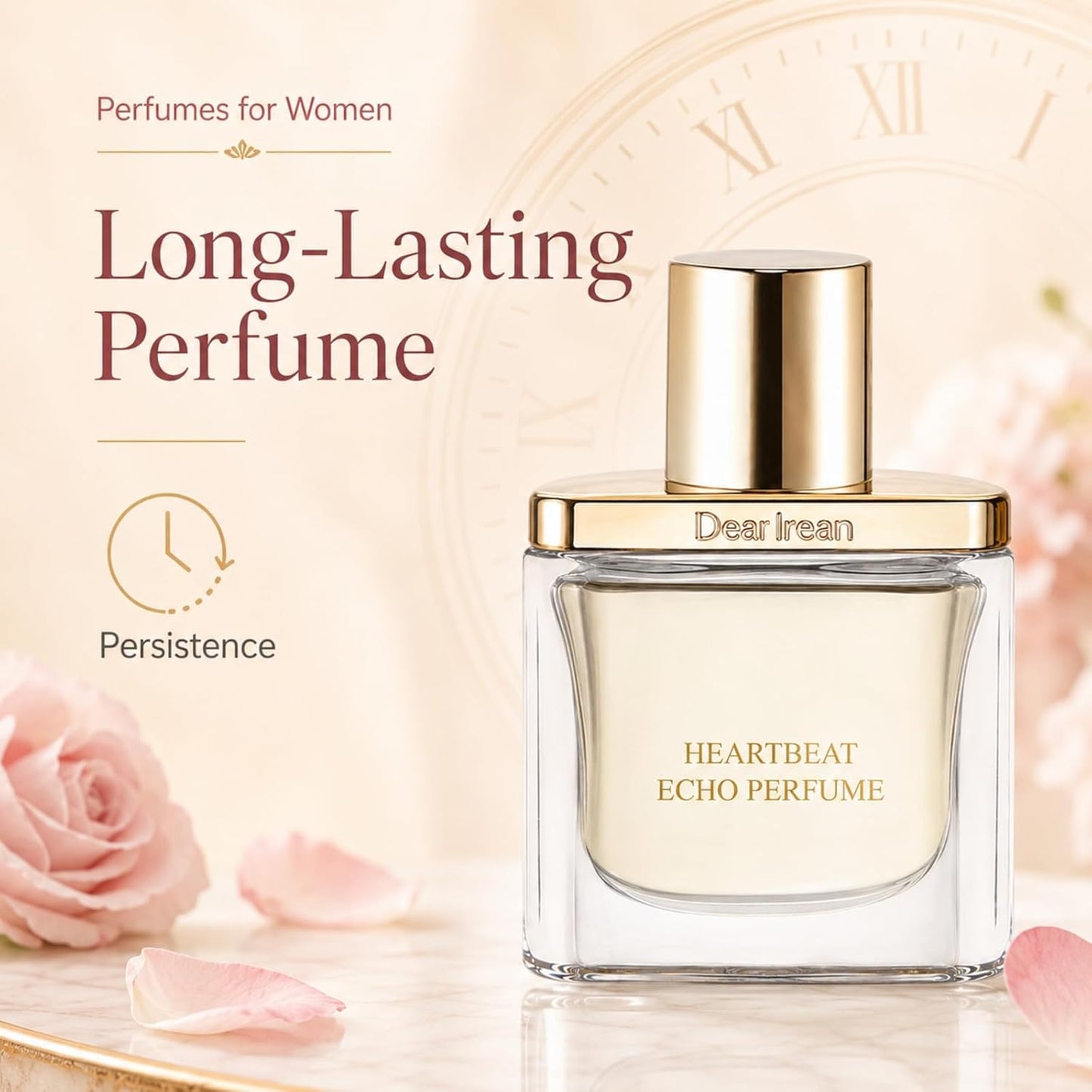 Dear Irean Women's Floral Romance Perfume - Long Lasting Jasmine & Rose | Mini Travel Size 0.34 Oz