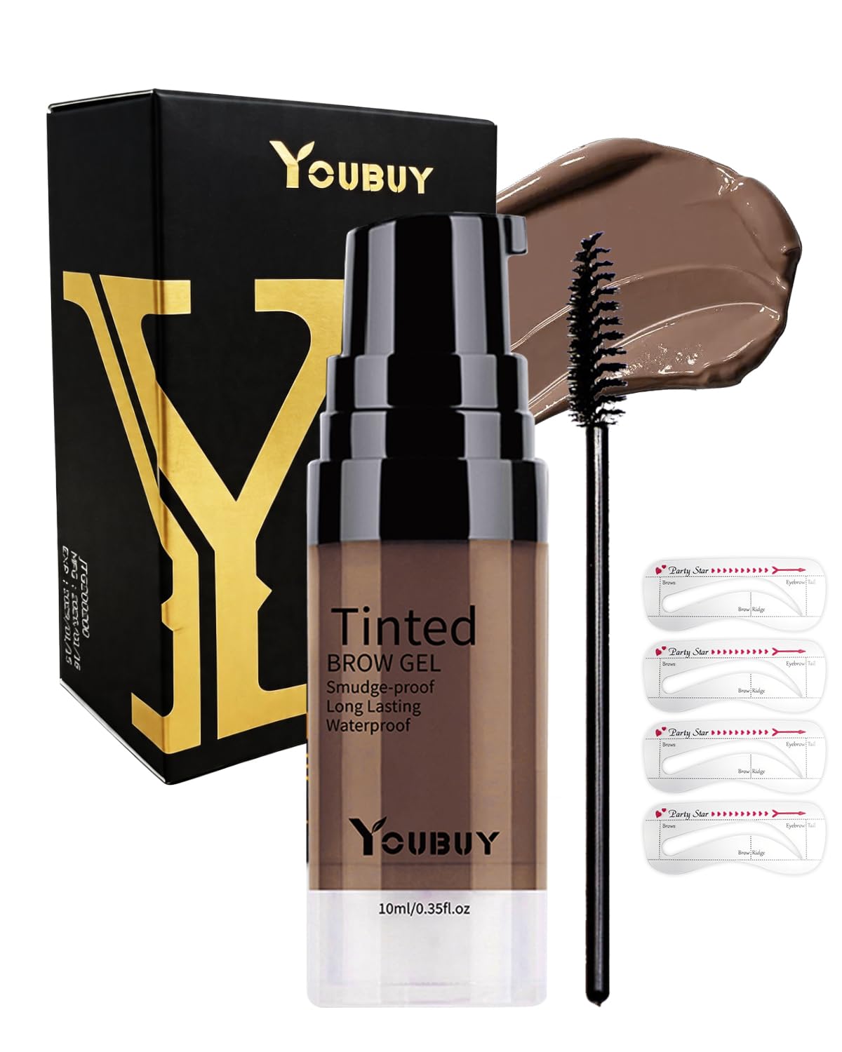 3D Tinted Eyebrow Gel Kit - Long-Lasting Waterproof Brow Cream & Stamp Stencil | Light Brown