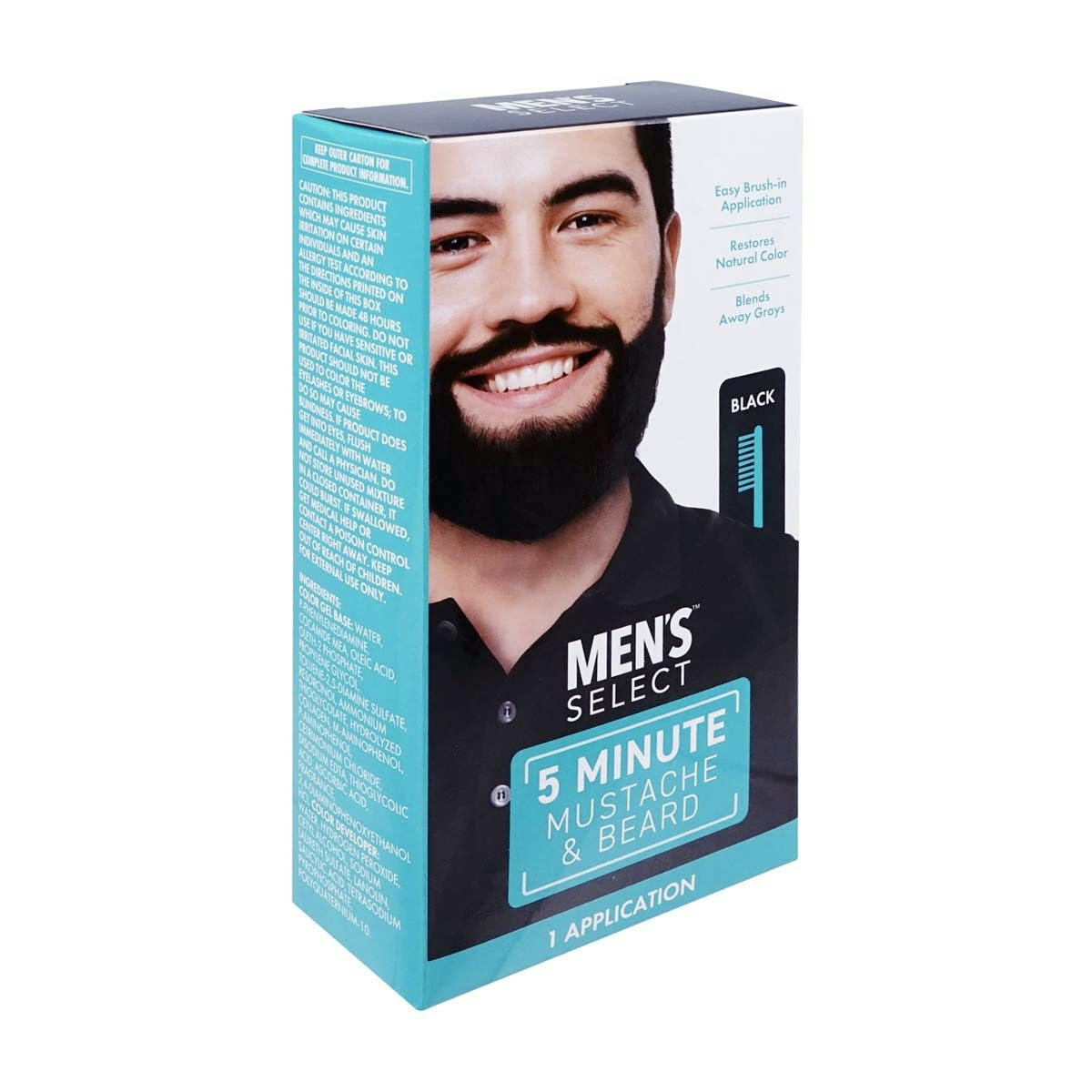 Men’s Beard & Mustache Dye - Black Brush-In Formula with Applicator Brush Included