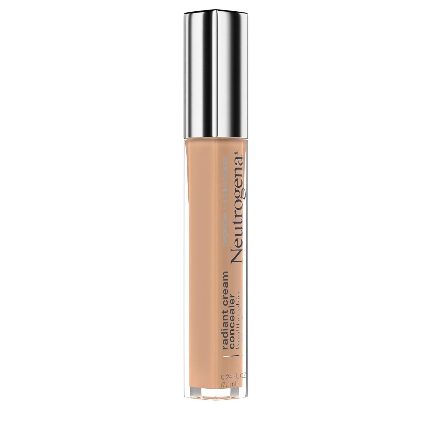 Neutrogena Radiant Brightening Cream Concealer - Lightweight, Non-Comedogenic, Peptides & Vitamin E | Cashew Light/Medium 03, 0.24 oz