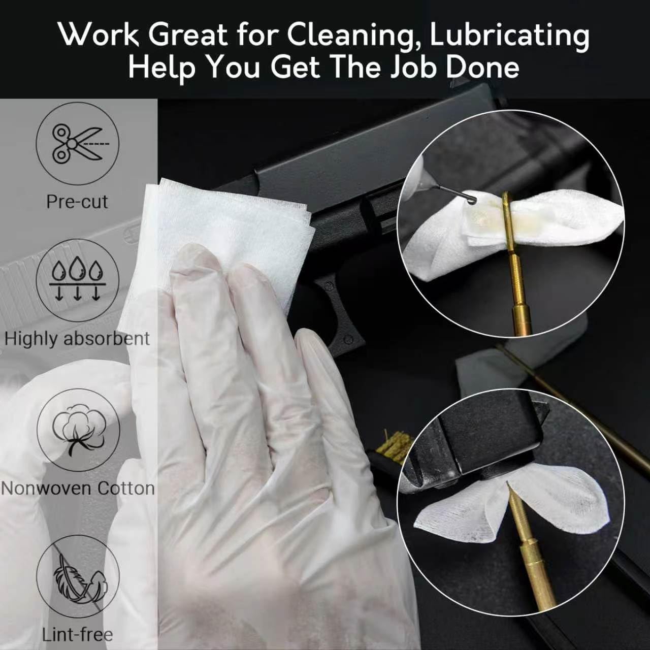 Gun Cleaning Patches - Lint-Free, Absorbent Pre-Cut Cloths for Firearms | 2" & 3" Sizes Available