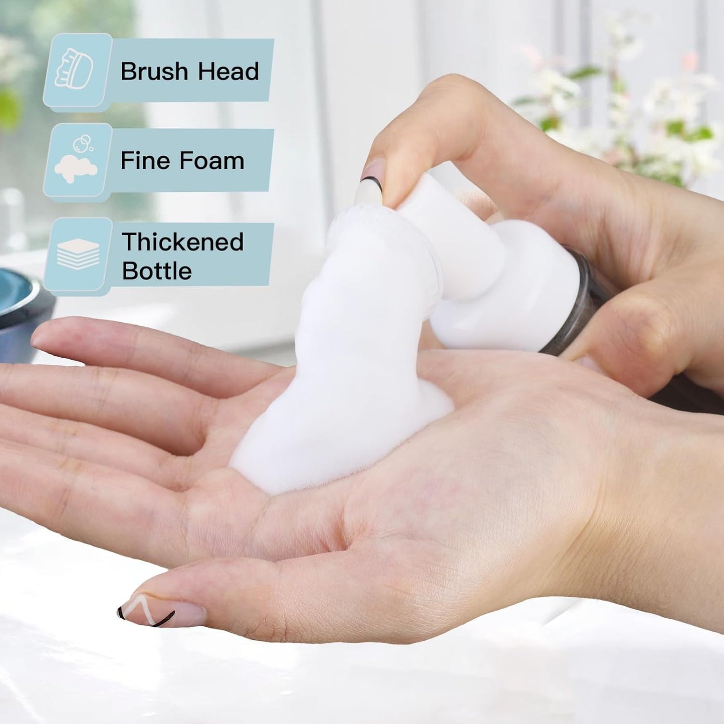 Foam Pump Dispenser Bottle Set - 2oz Empty Bottles with Brush for Hand Soap & Shampoo | Travel Size (3PCS, Green)