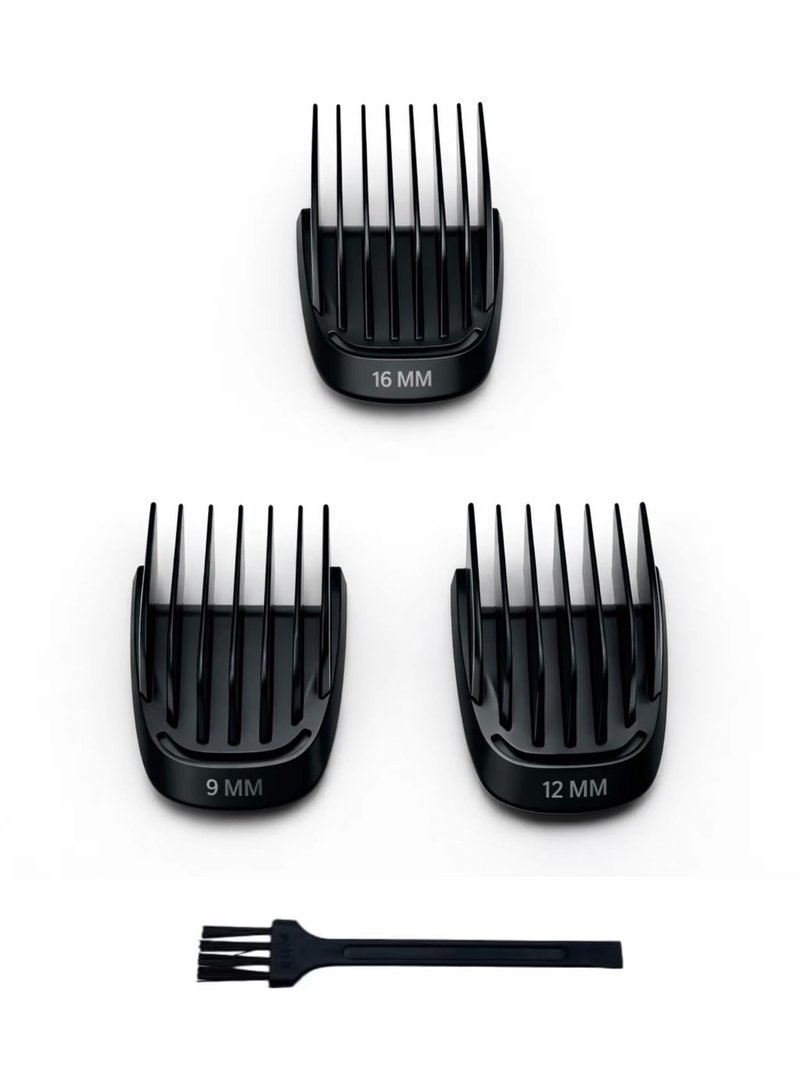 Replacement 3 Piece Set (9mm 12mm 16mm) Beard Stubble Blade Guards with Brush for Philips Norelco Multigroom Trimmer (View Photos and Description for Compatible Models and Blade Sizes)