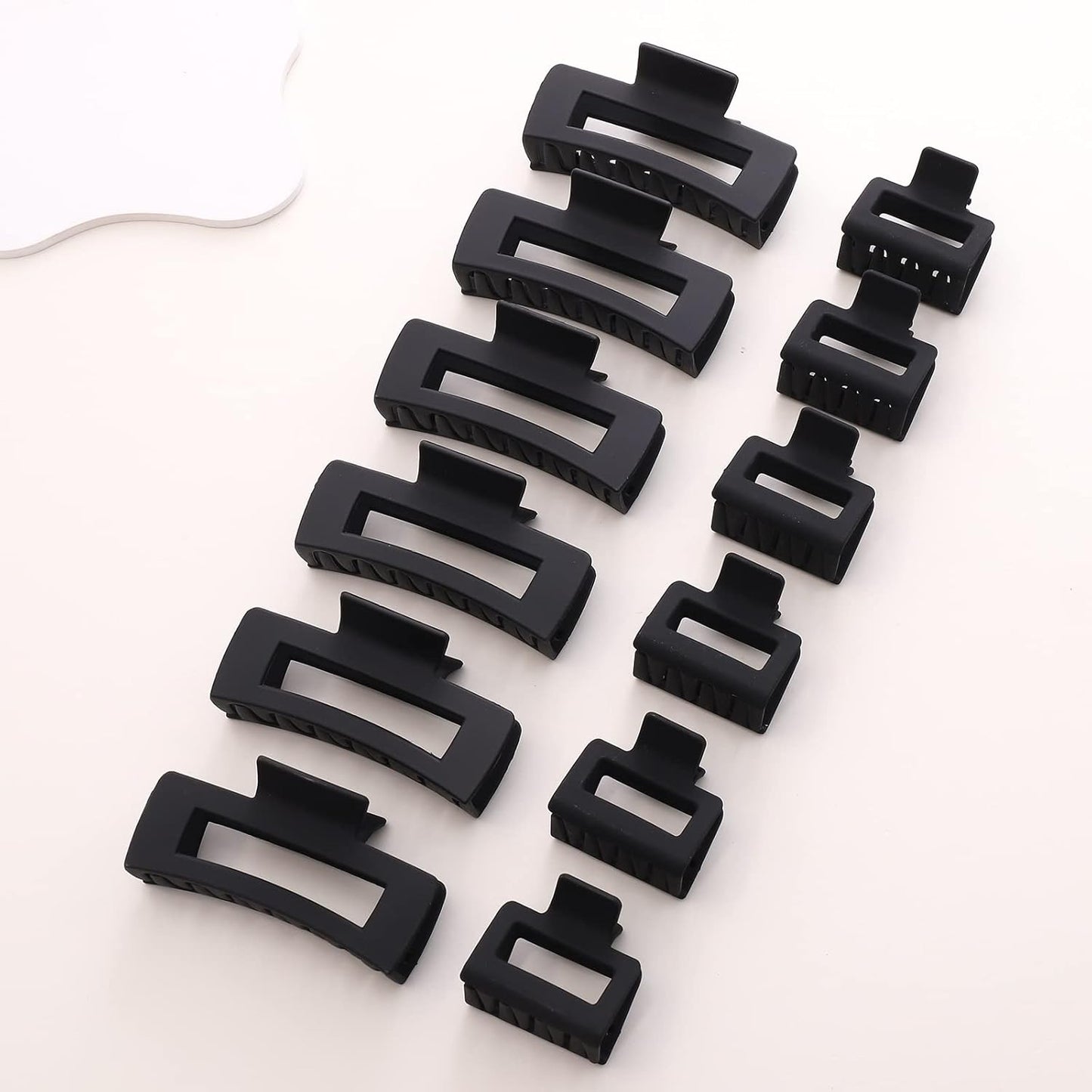 Black Square Claw Clips - 12 Pack Non-Slip Matte Hair Clips for Women | Strong Hold for Thick & Thin Hair