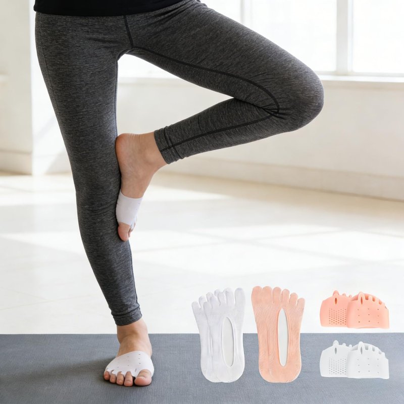 Toe Separators for Women - Gel Cushions for Ball of Foot Relief | 2 Pairs Silicone Pads & Socks