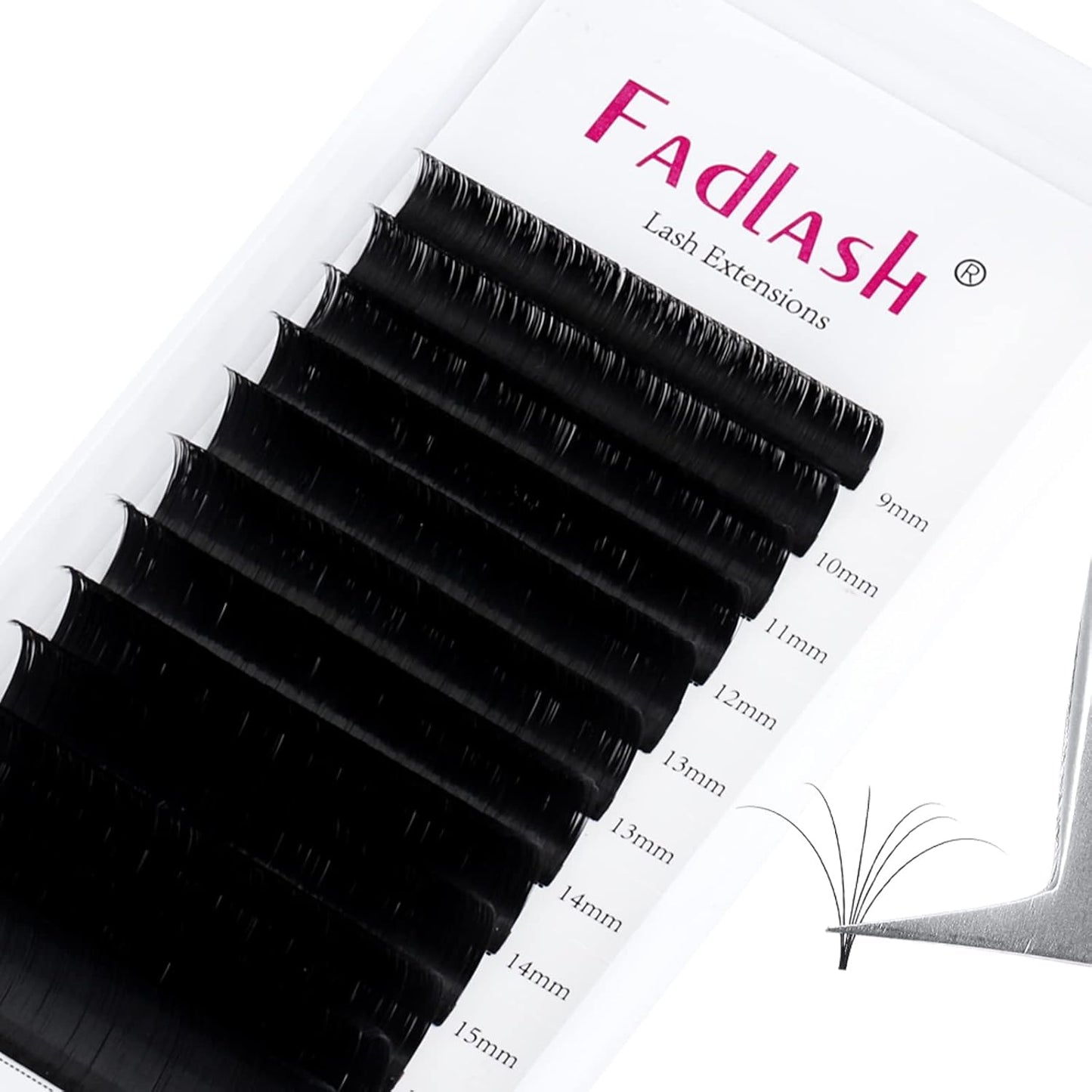Easy Fan Lash Extensions - D Curl 0.07 Volume Mixed Trays | Soft Individual Lashes 8-14mm
