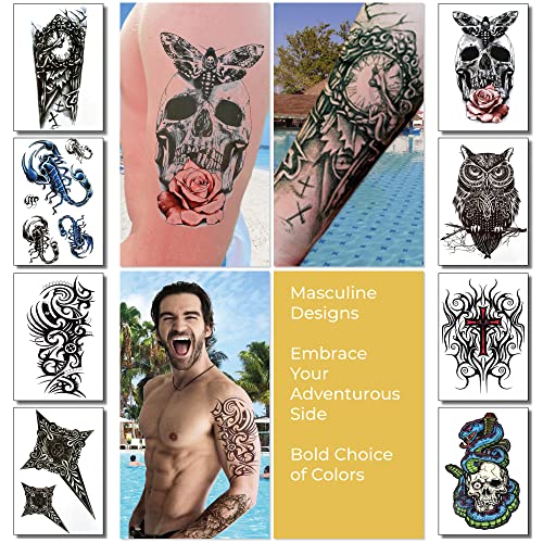 Sovereign-Gear Saturn Temporary Tattoos for Men & Teens - Fake Arm & Body Sleeve Set