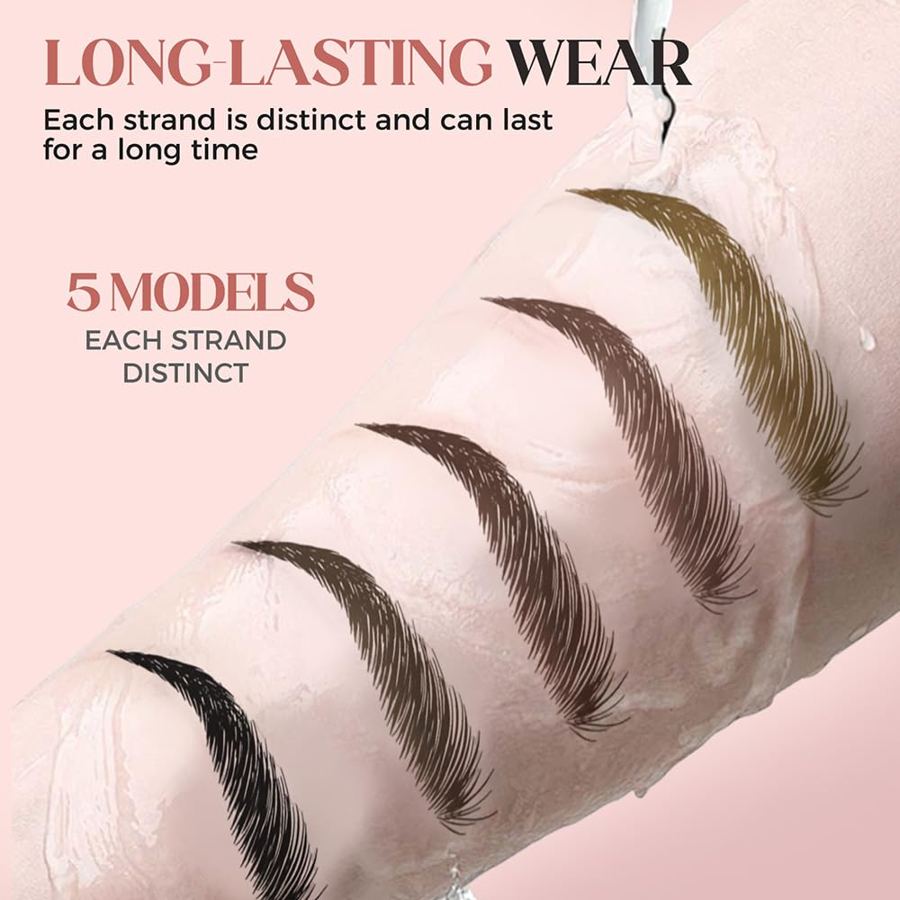 2026 New Microblading Eyebrow Pen, Upgrade 4-Tip 3D Eyebrow Pencil, Waterproof Long-Lasting Fine Stroke Contouring Pen, Natural Makeup Effect for All Day (Black)
