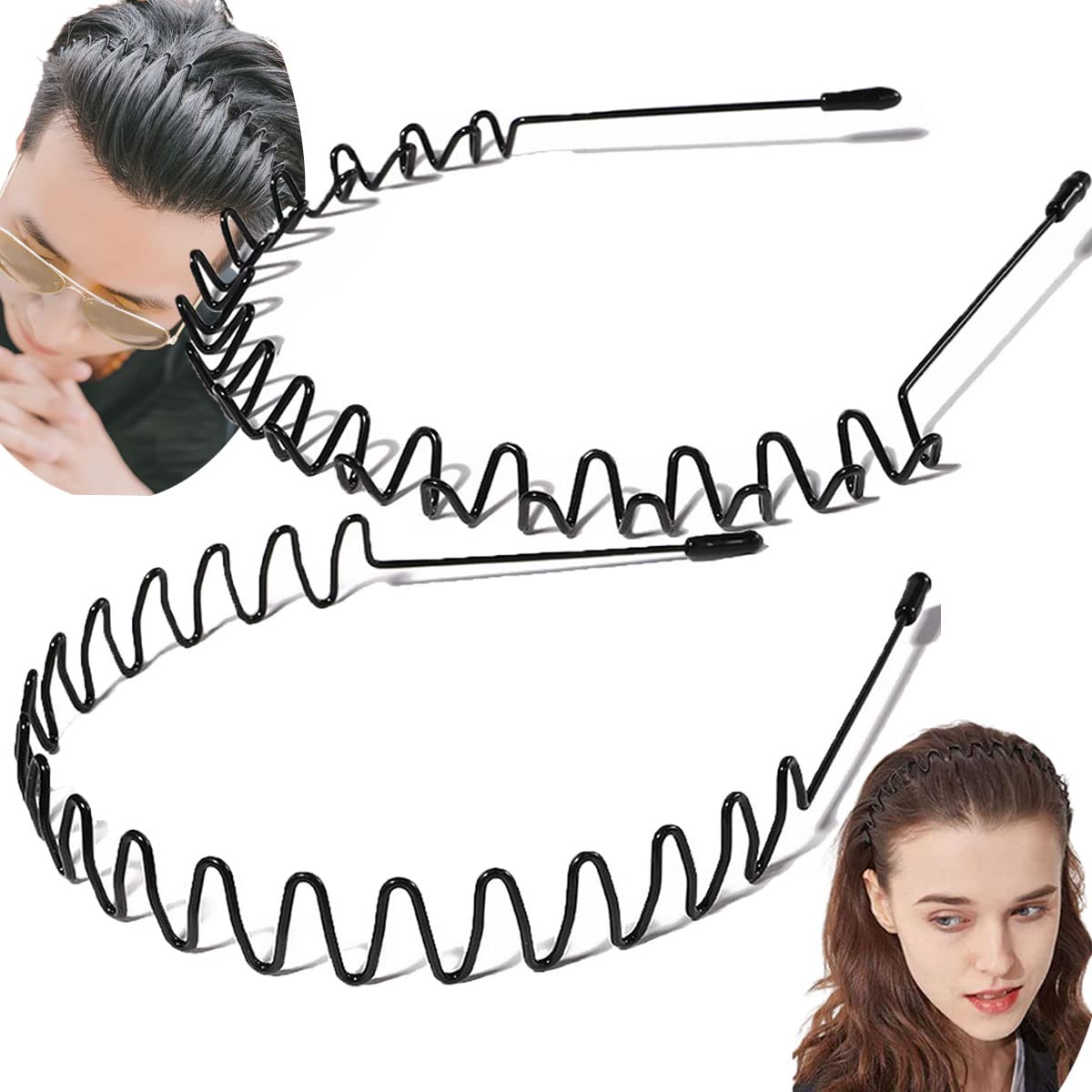 Zig Zag Headbands for Women & Men - Plastic Wavy Hair Bands with Teeth Comb | Classic 90s Hair Accessories for Everyday Use
