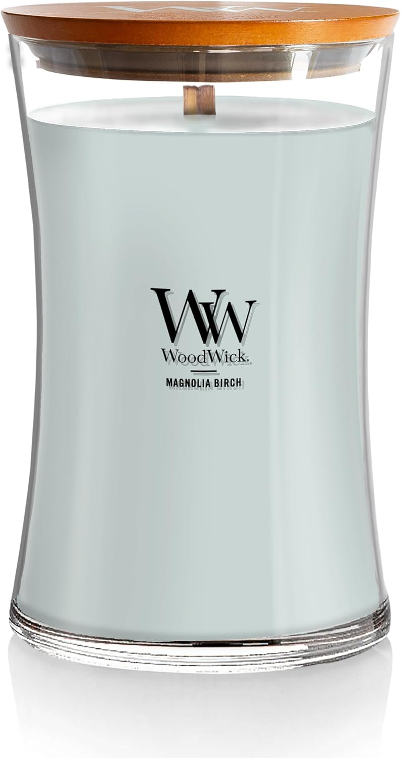 WoodWick Medium Hourglass Candle - White Tea & Jasmine Scent | 9.7oz, Crackling Burn, Perfect for Gifting (Pack of 4)
