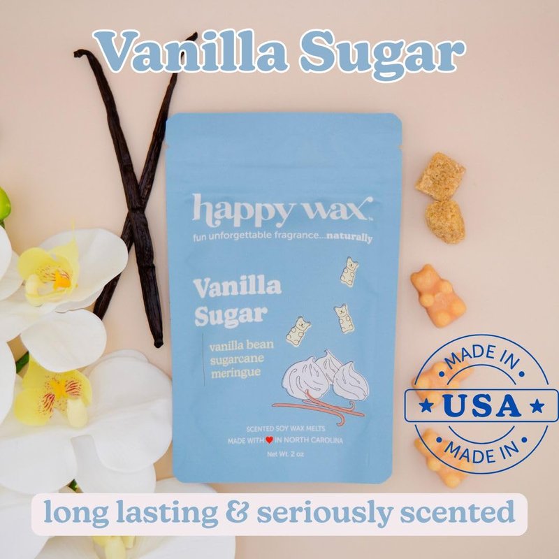 Happy Wax Vanilla Lovers Scented Natural Soy Wax Melts – 6 Oz Total - Includes: Vanilla Bean Latte, Vanilla Sugar and Vanilla Sandalwood