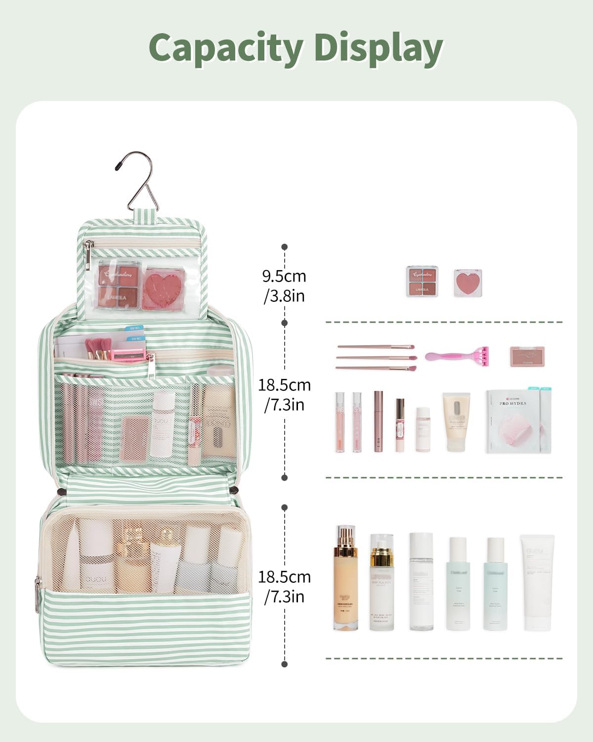 Travel Toiletry Bag for Women - Small Hanging Makeup Organizer | Lightweight & Compact Design