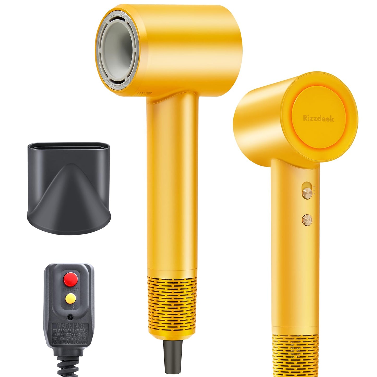 Rizzdeek Blow Dryer 500Million 1627W Ion Hair Dryer LifetimeWarranty,Yellow