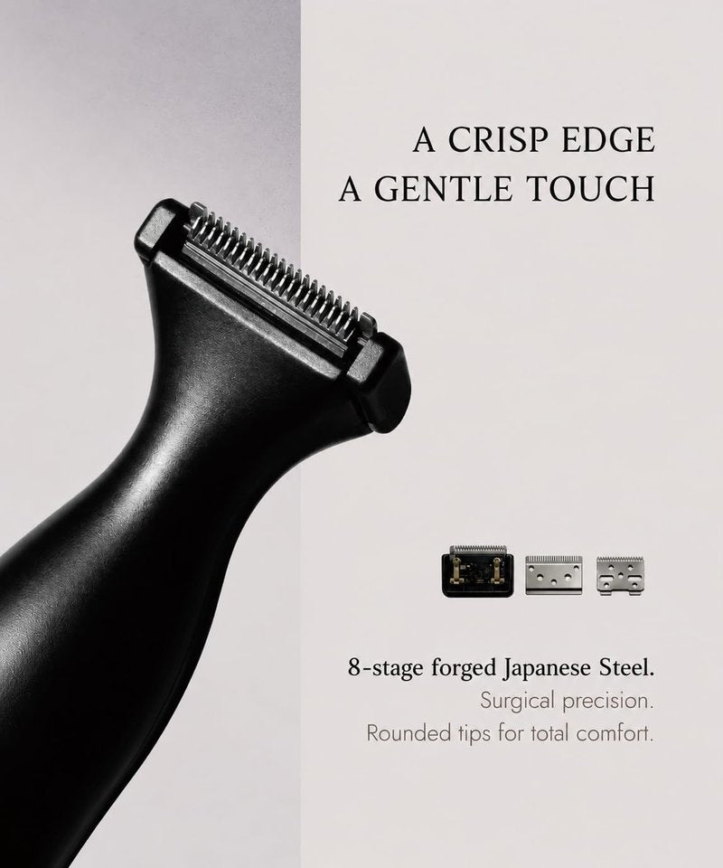 URBANER Mustache Trimmer for Men, 0.8” Precision Blade, Waterproof Adjustable Beard Detail Trimmer, 0.08”–0.55” Settings, Japanese Steel Blade for Lip Line & Edges, Black/Gray
