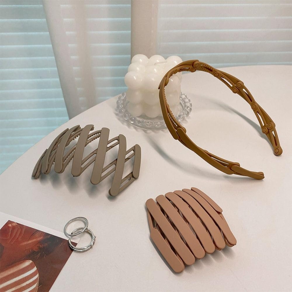 Hairband Non Slip Hair Accessories Headband Headdress Hair Clip Unisex(Khaki)