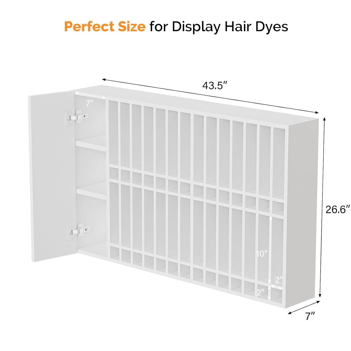 Wall Mounted Salon Station - Hair Color Rack Organizer with Adjustable Shelves | White