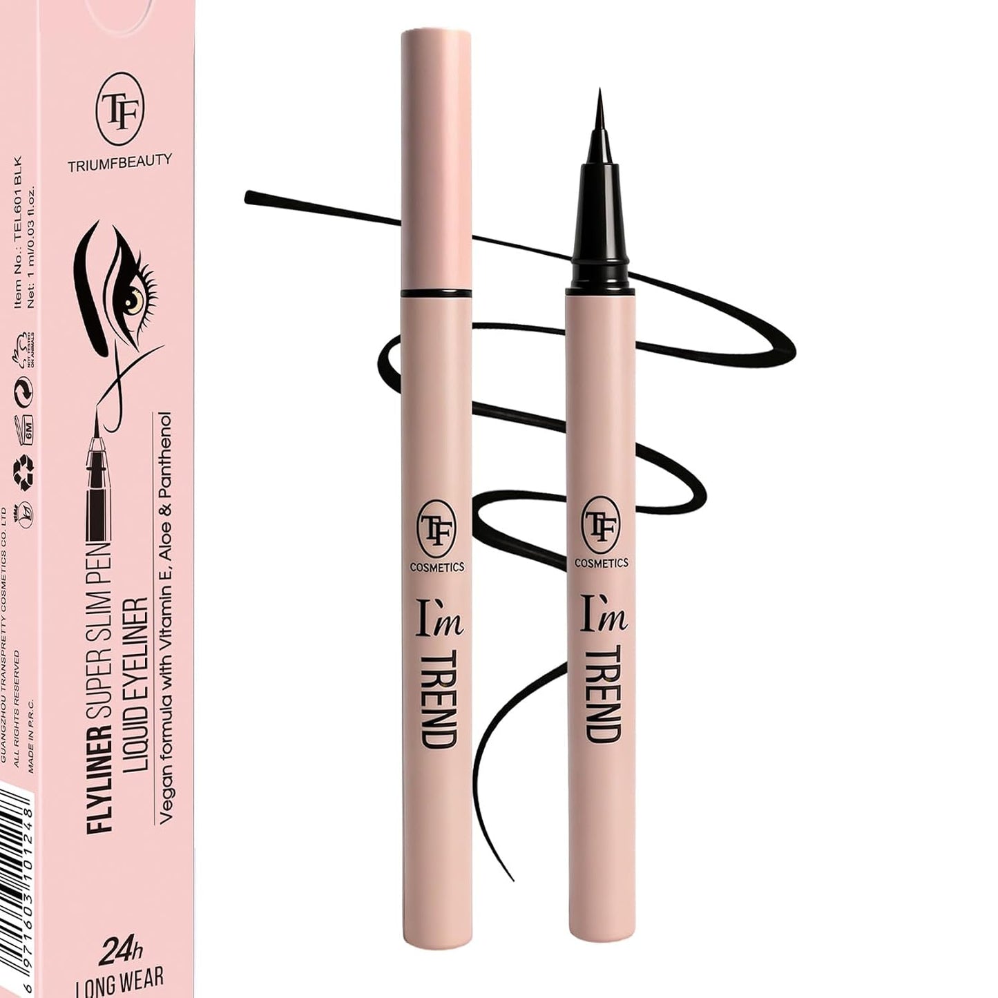 Vegan Waterproof Liquid Eyeliner Pen - Ultra Fine Tip for Precision Wing & Inner Corner | Quick-Dry, Smudge-Proof, 2-Pack Black