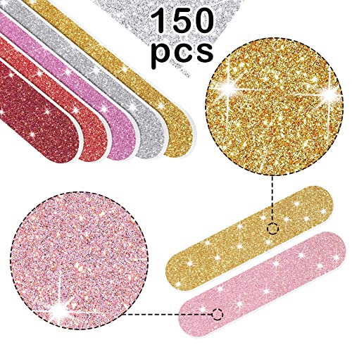 150 Mini Nail Files Bulk - Disposable Emery Boards for Nails, Natural & Acrylic