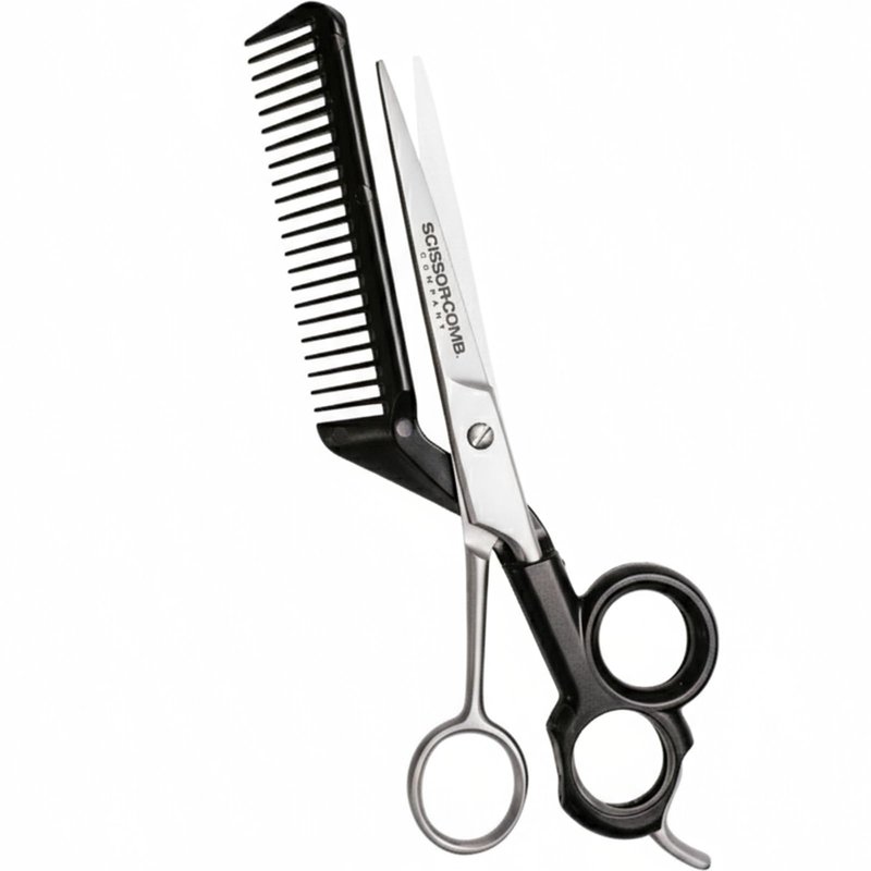 Scissor Comb 2 in 1 Hair Scissors with Comb attached - Cut and Trim Hair At Home with Great DIY Hair Cutting Tool - Professional 440C Stainless Steel Shears with Comb