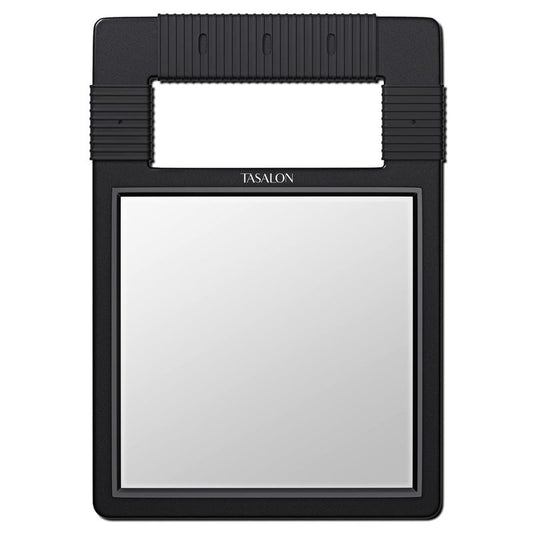 TASALON Hand Mirror, Handheld Mirror Unbreakable Shatterproof with Silicone Handle for Barber, Shower, Makeup and Salon - Black