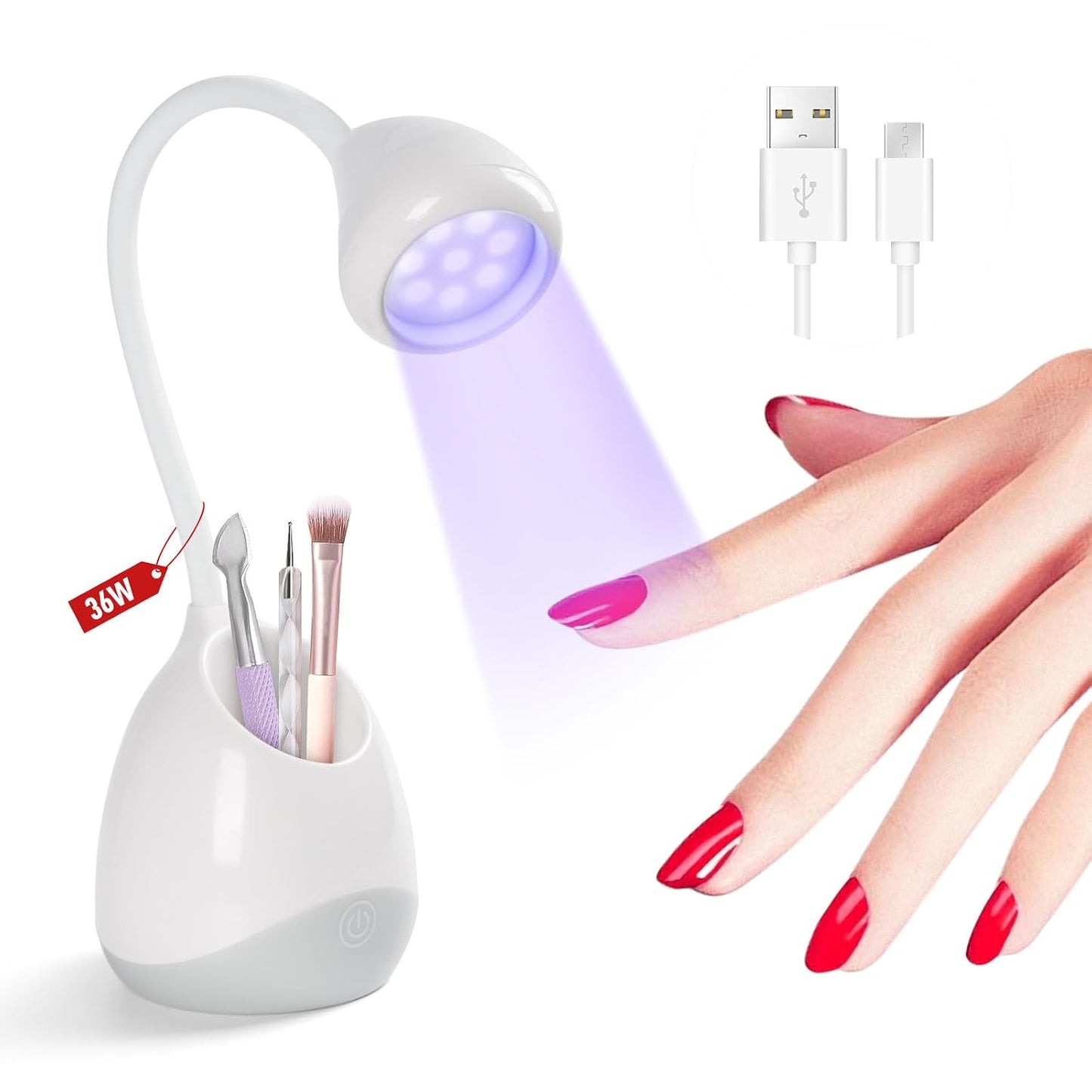 SAVILAND Gooseneck UV Nail Lamp - 12W Gel Light with Touch Switch & 3 Timer Settings | Quick Drying, Adjustable Design