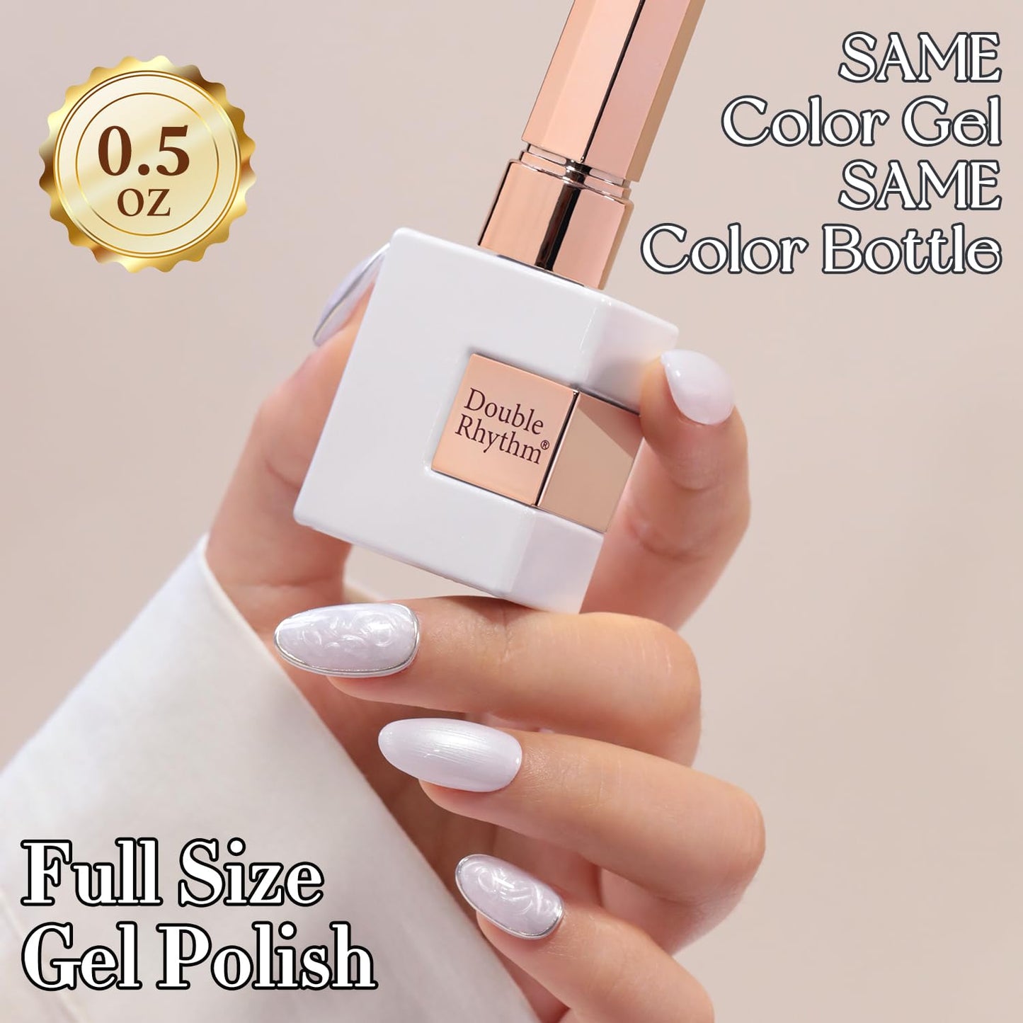 Double Rhythm 15ML Gel Nail Polish Pure Sheer Same Color Same Bottle Soak Off Gel Polish Art Manicure Salon DIY at Home for Women (Pearl White-B1139)