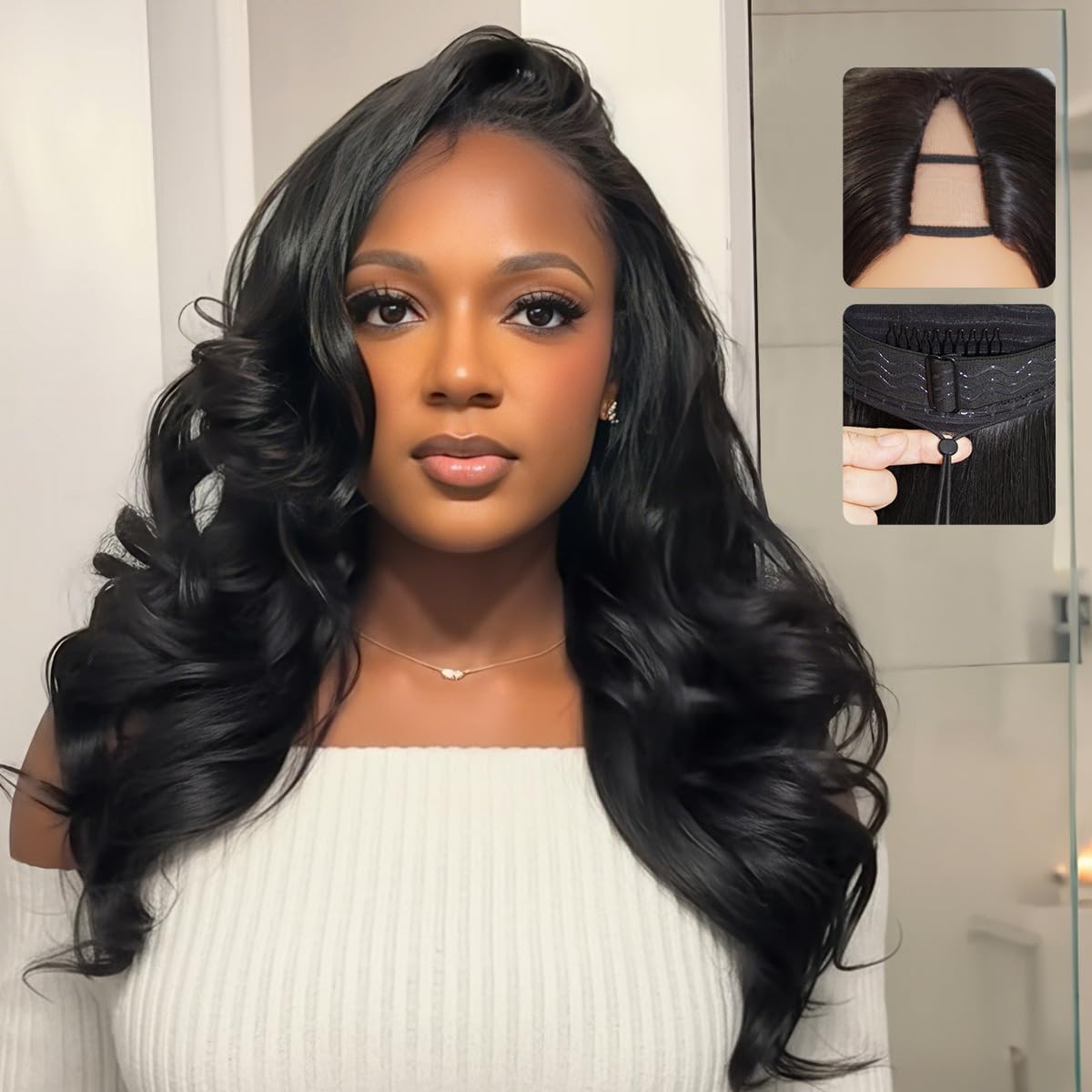 Human Hair Half Wig - Burmese Curly 3-in-1 Drawstring | Glueless, Easy Wear for Black Women - 16 Inch