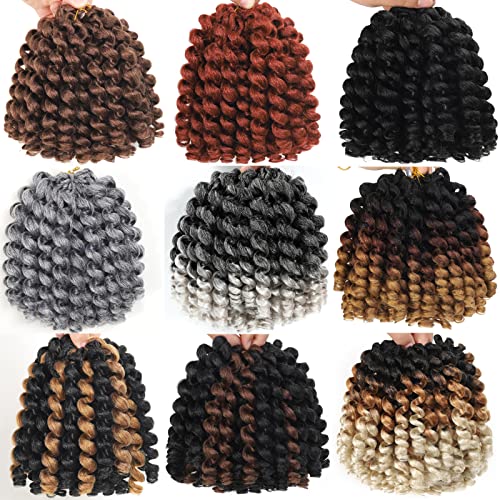 12 Inch Jamaican Bounce Crochet Hair - 3 Packs (1B) Synthetic Curly Extensions