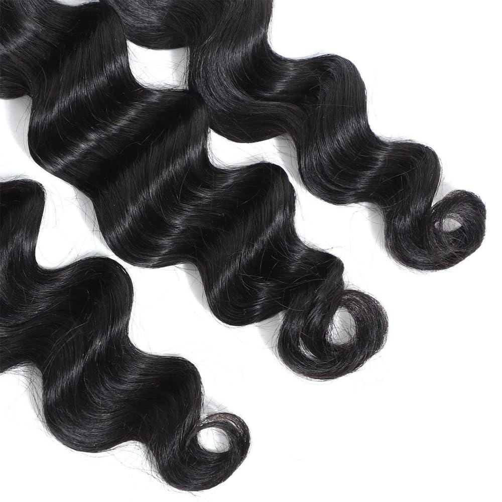 Loose Wave Bundles Loose Wave Bundles Human Hair LadrXadr Natural Black Human Hair Bundle Unprocesssed Color 1B Bundle 16 Inch 50g