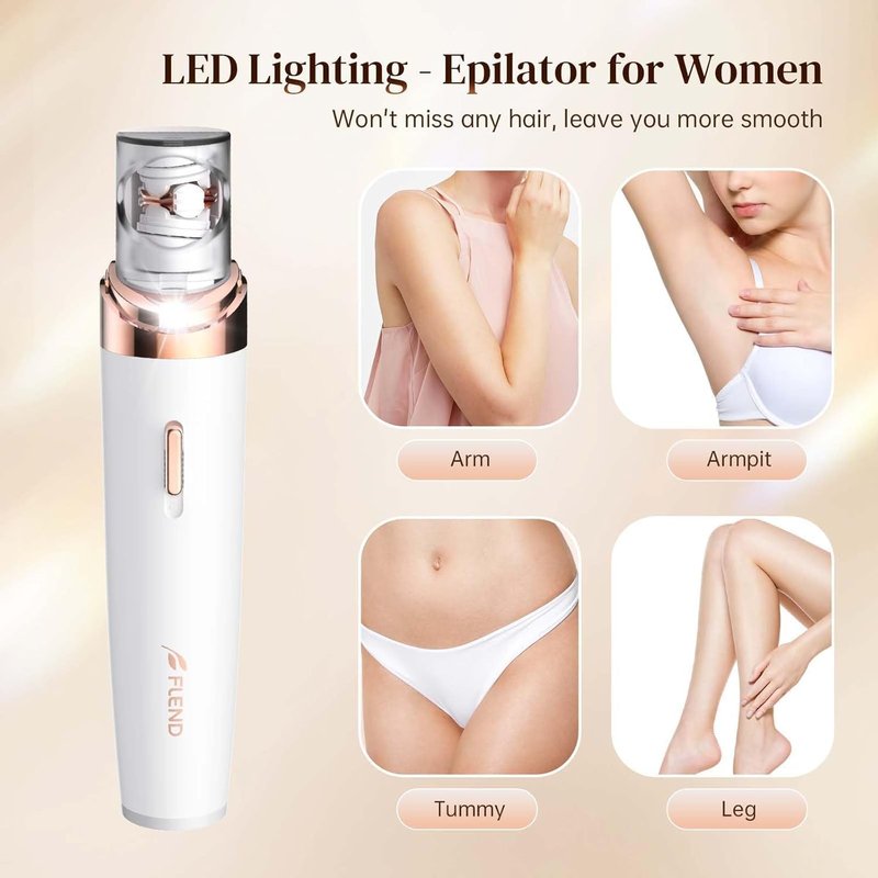 Epilator for Women, 2-in-1 Facial Hair Removal Epilator, Painless Designed Hair Remover with Built-in LED Light for Precision, Smooth Glide Hair Remover for Women Face Lips Chin Peach Fuzz