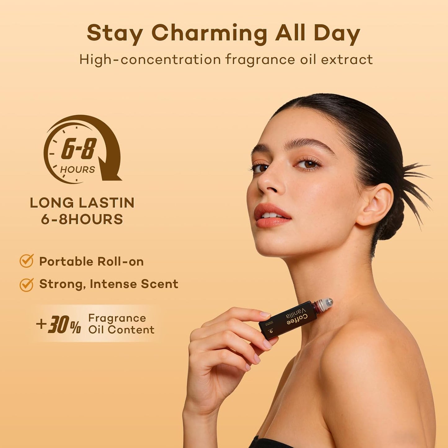 Long Lasting Perfume Oil for Women - Coffee Vanilla Scent Roll-On Fragrance | Travel Size 0.34 fl oz (10ml)