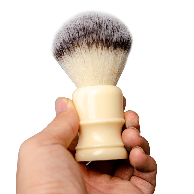 Grandslam Shaving Brush with Synthetic Hair, Cruelty-Free Shaving Cream Brush for Men, 100% Solid Resin Handle, Gently Exfoliates The Skin, 24mm Knot (Imitation ivory)