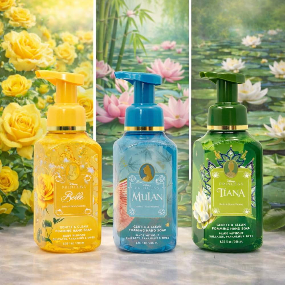 Gentle & Clean Foaming Hand Soap - Princess Collection | 3-Pack 8.75 fl oz (Belle, Mulan, Tiana)