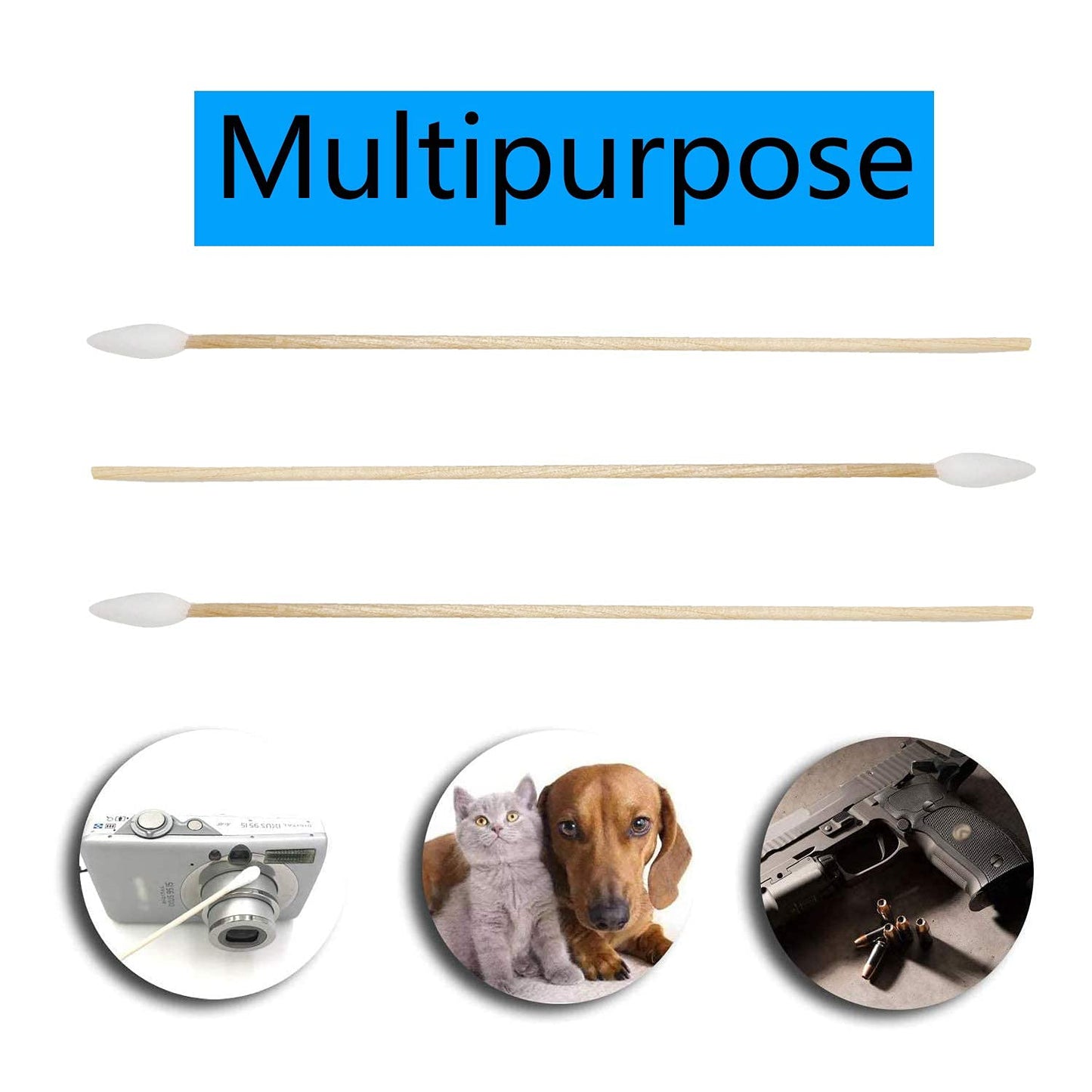 Precision Cotton Swabs - 6'' Long Sticks for Gun Cleaning, Makeup & Pet Care | 500 Pack