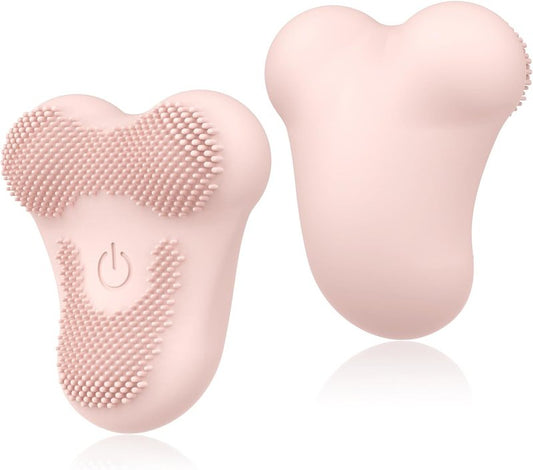 Vibrating Face Massager - Deep Cleansing Silicone Exfoliator & Scrubber | Rechargeable Pink Facial Brush