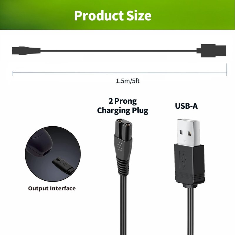 LONNKY USB Charger Cord for Hatteker Cordless Hair Trimmer Hair Clipper Beard Trimmer RFC-588 RFC-598 RFC-690 RFC-692 RFC-696 RSCX-7568 RSCX-9598, Shaver Razor Replacement Charging Power Cord