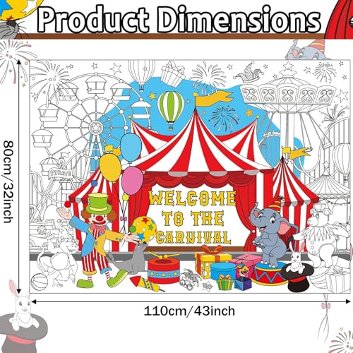 Circus Carnival Giant Coloring Poster - Jumbo Tablecloth for Kids