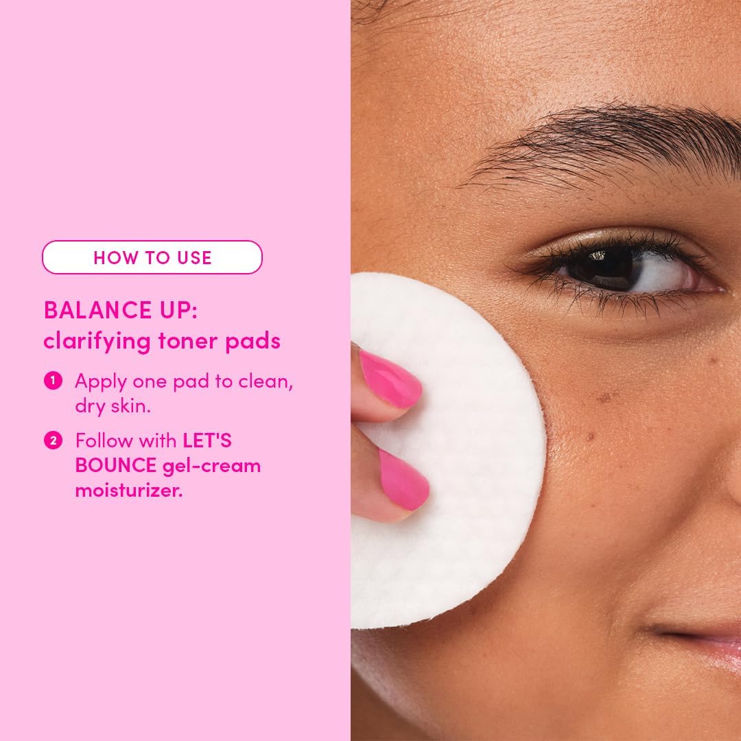 Evereden Balance Up Toner Pads - Clean and Vegan Teen Water-Based Face Pads with Mandelic Acid, Niacinamide, & PHAs - Oily and Pimple-Prone Skin - Healthy-Looking Skin & Clog-Free Pores
