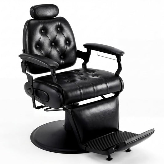 Oakvera Barber Chair, Heavy Duty Vintage Recline Hydraulic Barber Chair with Towel Bar, 360° Swivel All Purpose Professional Salon Chair Barber Shop Beauty Salon Tattoo Parlor Shampoo Equipment, Black