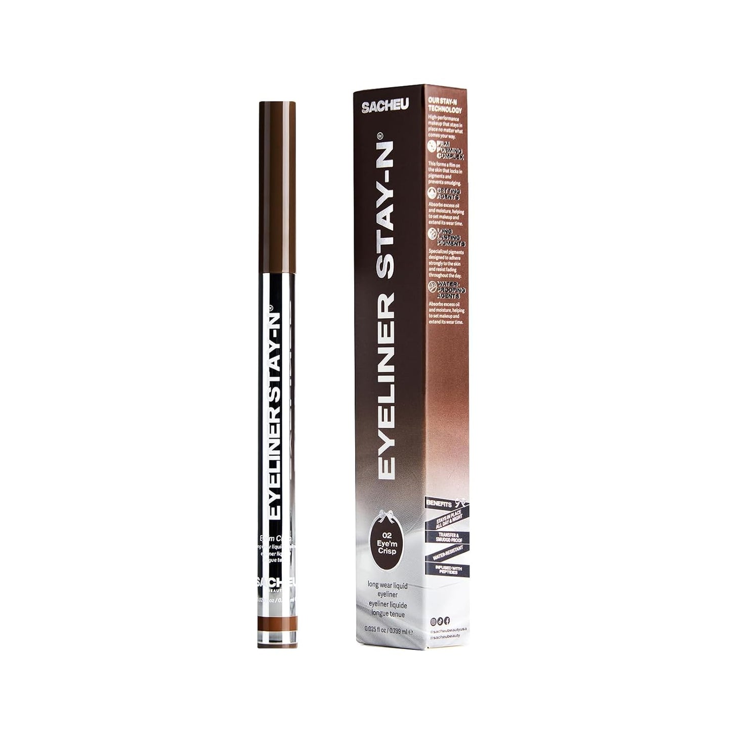 Liquid Eyeliner Pen - STAY-N Long Wear Waterproof with Ultra-Precise 360° Tip | Smudge-Proof Vegan Eye Makeup